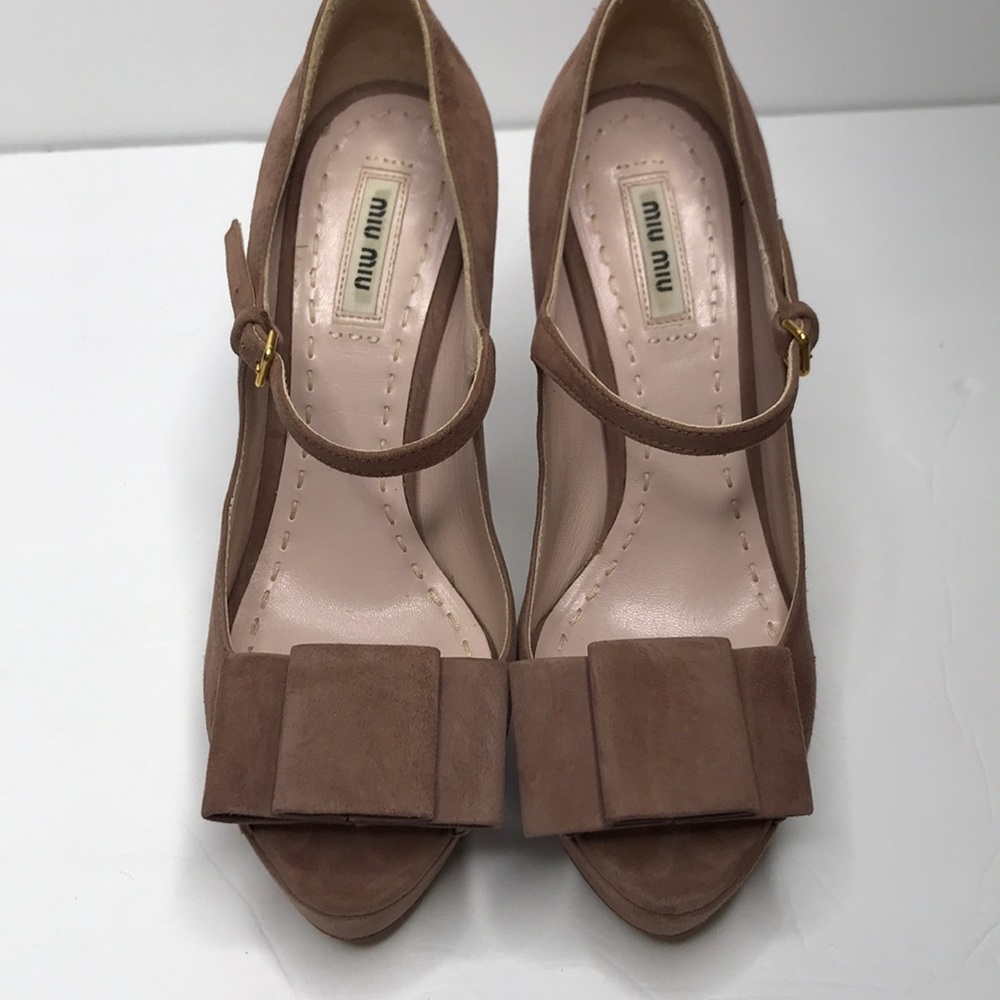 Miu Miu Suede Peep toe Mary Janes